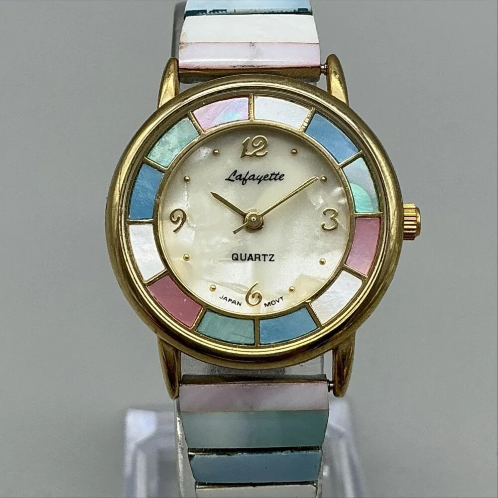 Lafayette Womens Watch 27mm Multicolor Dial Pastel Expansion Band New Battery